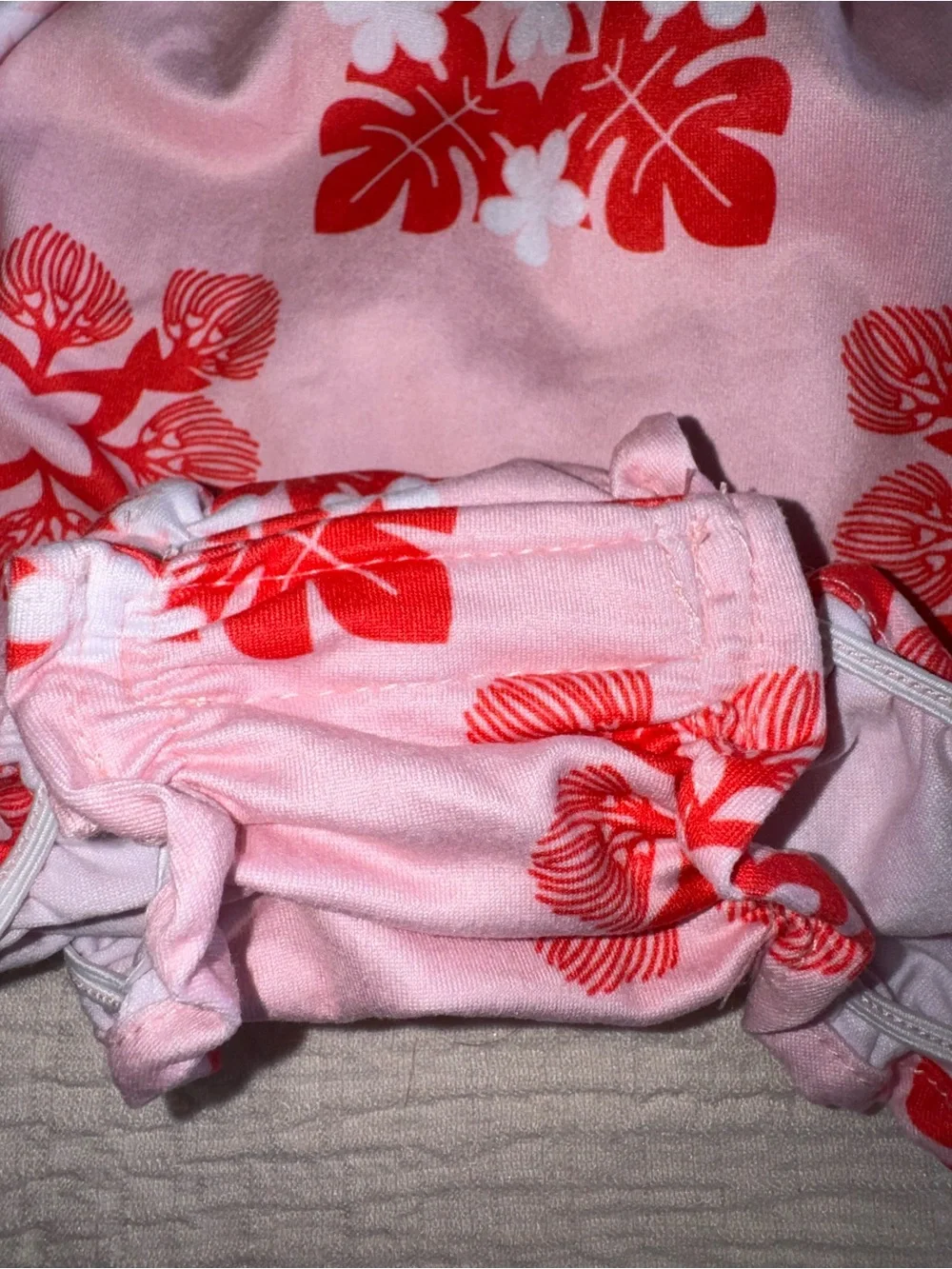 Hamakua Keiki Ohia Print Pink & Red Floral Baby Romper